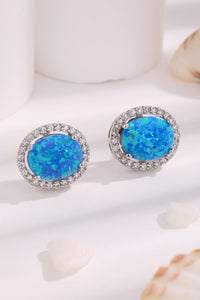 Thumbnail for Opal Round Earrings - T - 2 COLORS -