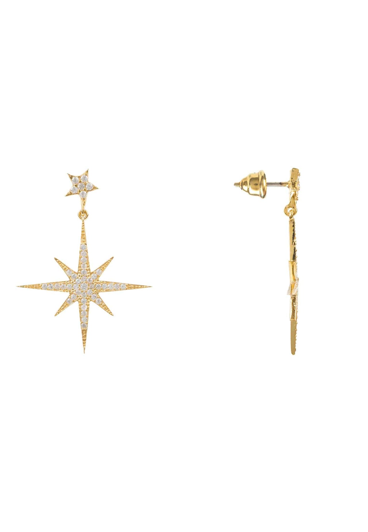 LATELITA - Petite Star Burst Drop Earrings Gold -