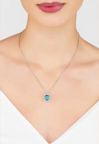 Thumbnail for LATELITA - Beatrice Oval Gemstone Pendant Necklace Silver Blue Topaz Hydro -