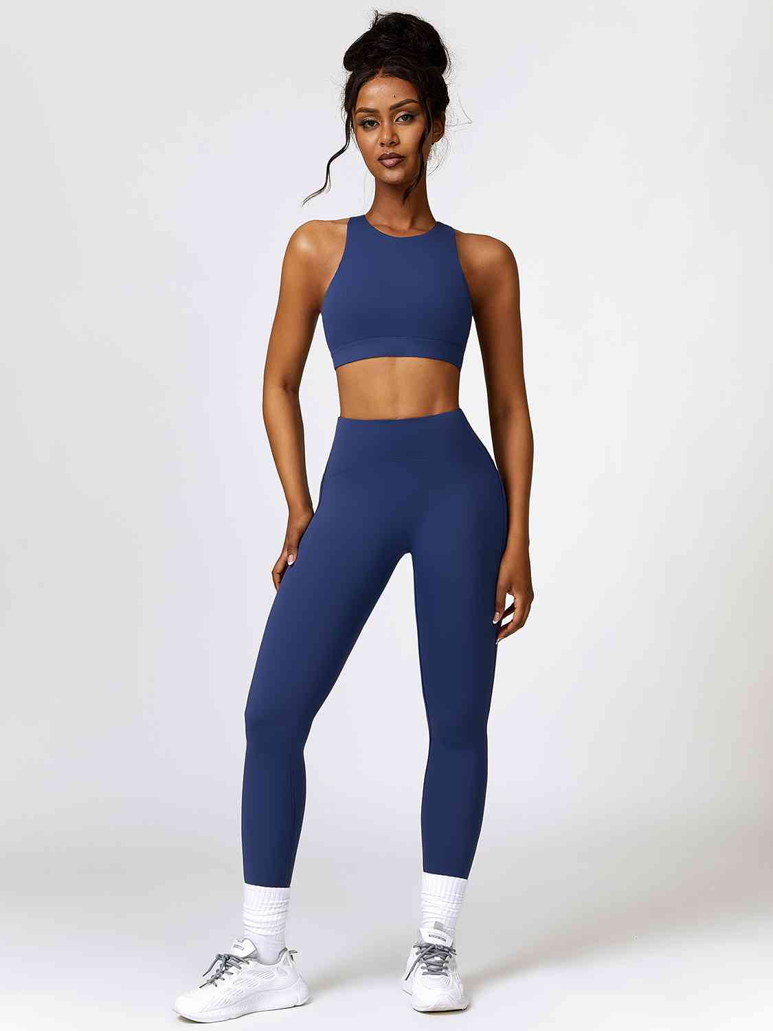 Cutout Cropped Sport Tank and Leggings Set - 2 PCS. - T - 5 COLOR -