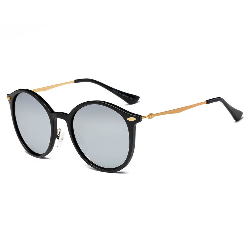 Dewitt | D32 - Retro Horn Rimmed Keyhole Bridge Round Sunglasses Circle - 4 COLORS -