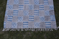 Thumbnail for OMSutra - Indigo Dyed Handwoven Block Printed Cotton Rug With Floral Design 36