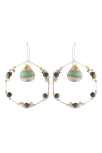 Thumbnail for Riah Fashion - Natural Stone Beaded Hexagon Drop Earrings - 5 COLORS -