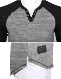 Thumbnail for Long Sleeve Contrast Raglan Henley V-Neck T-Shirt - 1 COLOR