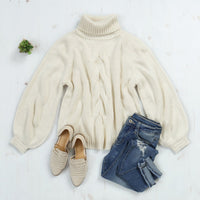 Thumbnail for Riah Fashion - Chunky Cable Knit Turtleneck Sweater - 9 COLORS -