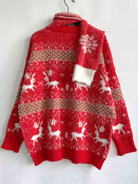 Thumbnail for Christmas Element Sweater / Comes with matching Scarf! - 2 PCS. - T - 1 COLOR -