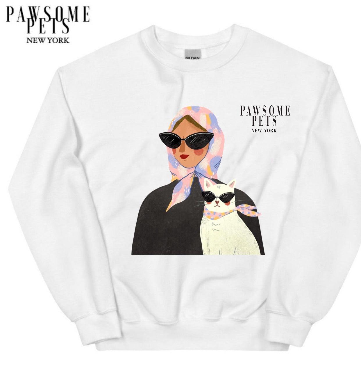 Sweatshirt - Fashion With Cat - Light Pink - 7 COLORS -