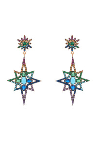 Thumbnail for LATELITA - Northern Star Burst Multi Coloured Gemstone Earrings Rosegold -