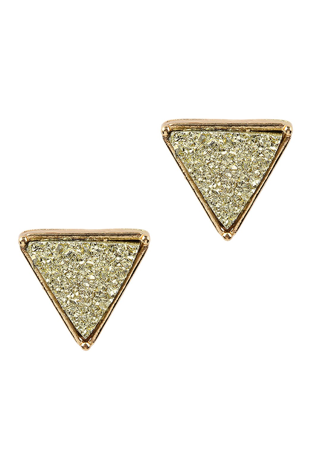 Riah Fashion - Druzy Triangle Post Earrings - 7 COLORS -