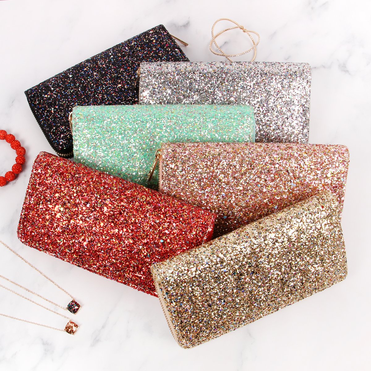 Glitter Zipper Wallet - 8 COLORS -