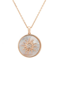 Thumbnail for LATELITA - Sunburst Round White Mother of Pearl Necklace Rosegold -