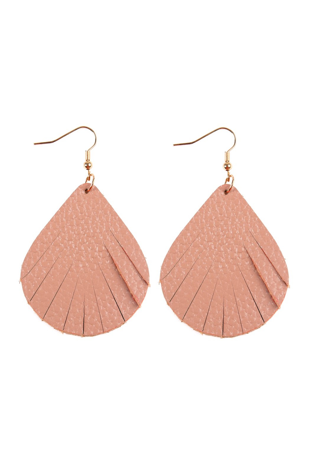 Fringed Pear Shaped Leather Earrings - 10 COLORS