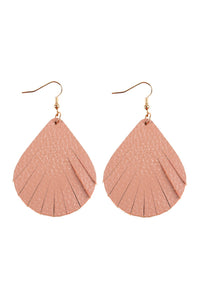 Thumbnail for Fringed Pear Shaped Leather Earrings - 10 COLORS