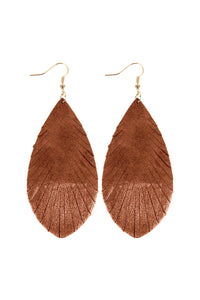 Thumbnail for Grunge Tone Fringe Drop Leather Earrings - 12 COLORS -