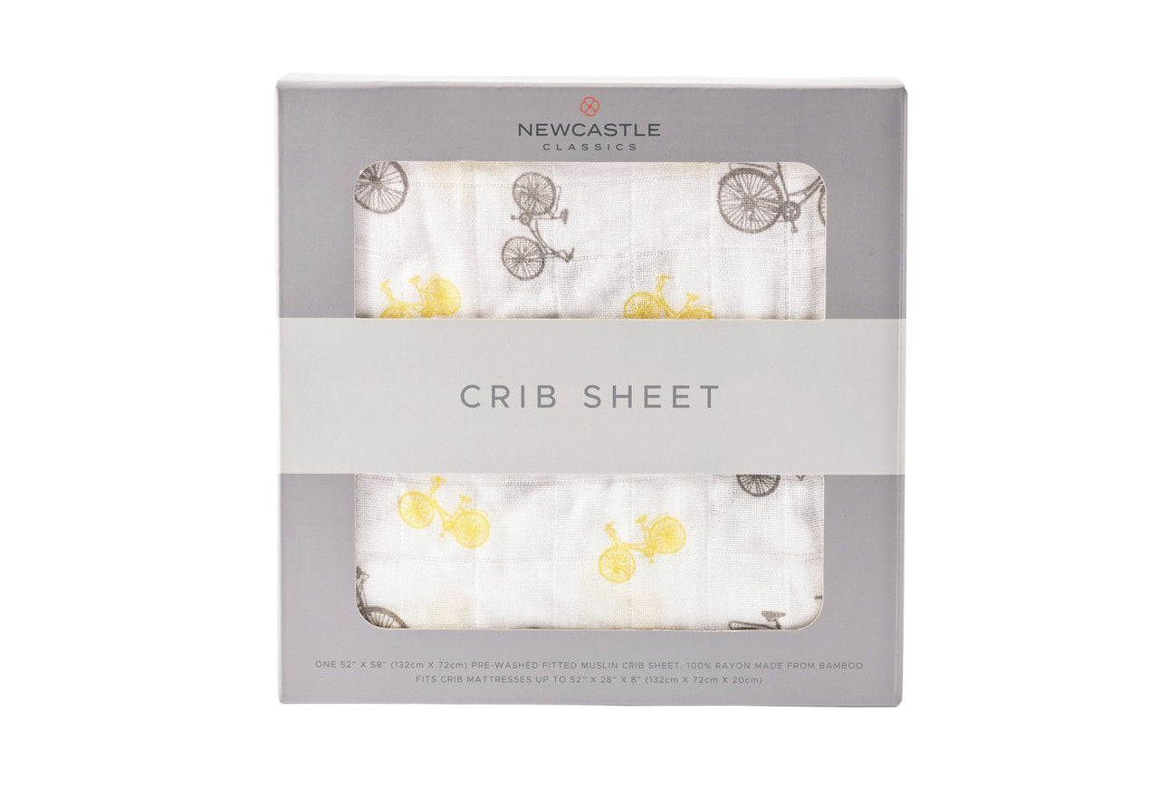 Newcastle - Vintage Bicycle Bamboo Muslin Crib Sheet -