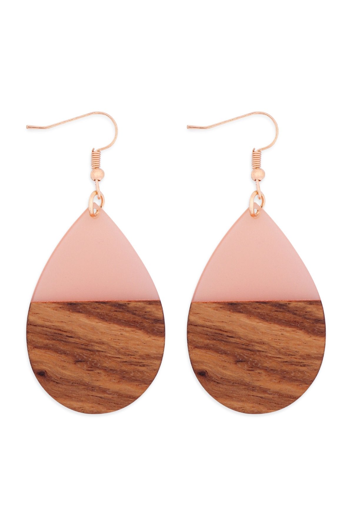 Riah Fashion - Homaica Wood Pearshape Drop Earrings - 4 COLORS -