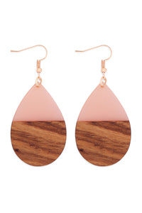 Thumbnail for Riah Fashion - Homaica Wood Pearshape Drop Earrings - 4 COLORS -