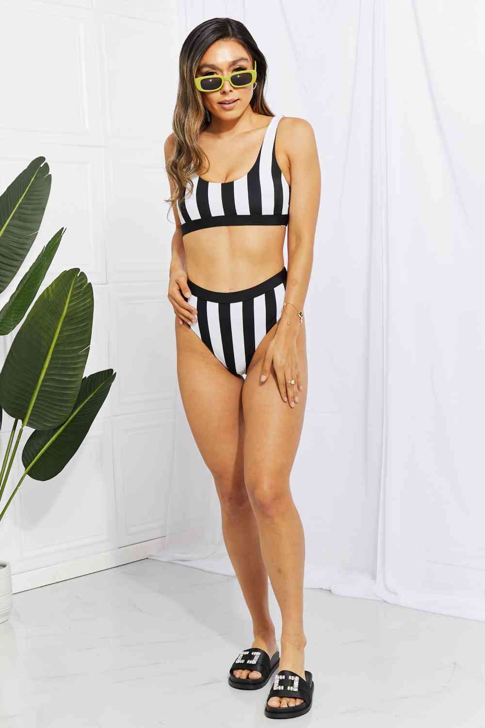 Striped Tank High Waist Bikini - T - 3 COLORS -