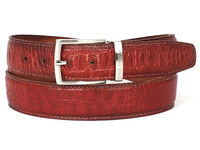 Thumbnail for PAUL PARKMAN - Men's Croc Embossed Calfskin Belt Reddish -