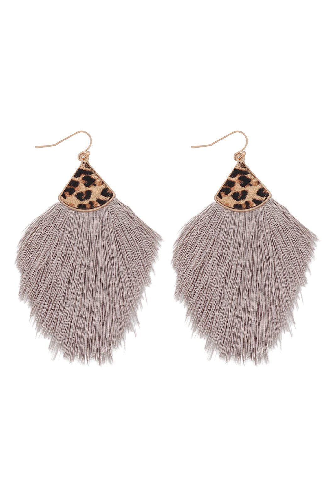 Leopard Real Leather Tassel Hook Earrings - 9 COLORS -