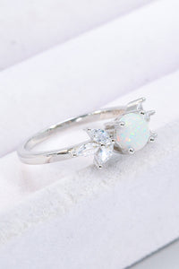 Thumbnail for 925 Sterling Silver Opal and Zircon Ring - T - SIZES 5 THRU 10 - 1 COLOR -