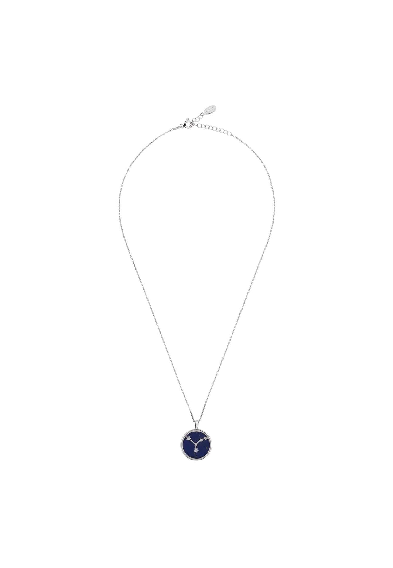 Zodiac Lapis Lazuli Gemstone Star Constellation Pendant Necklace Silver Cancer -