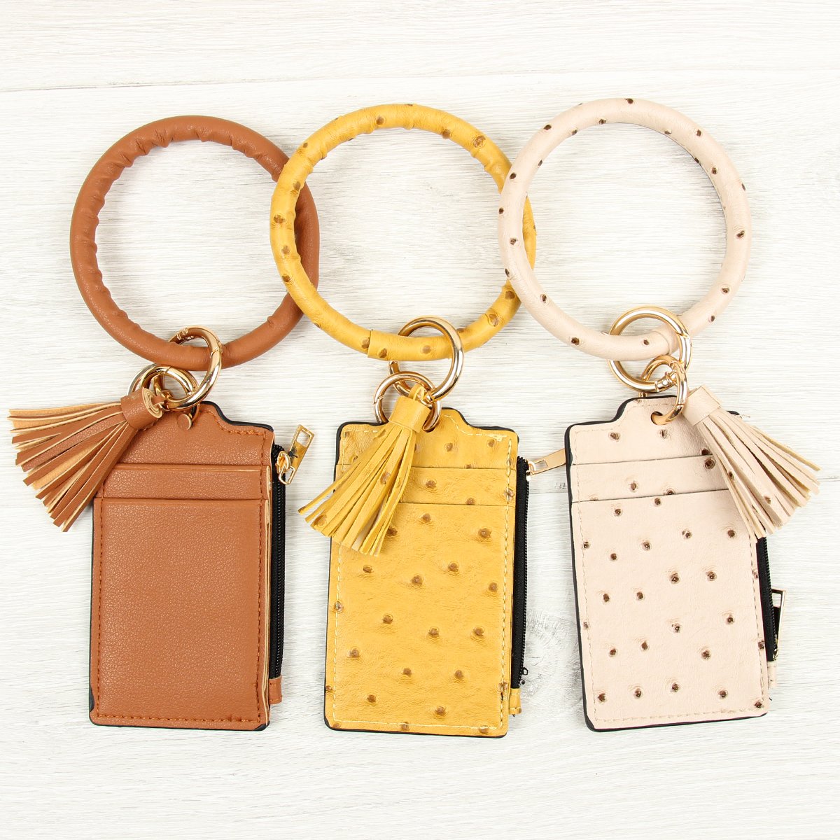 Riah Fashion - Ostrich Id Card Keychain - 5 COLORS -