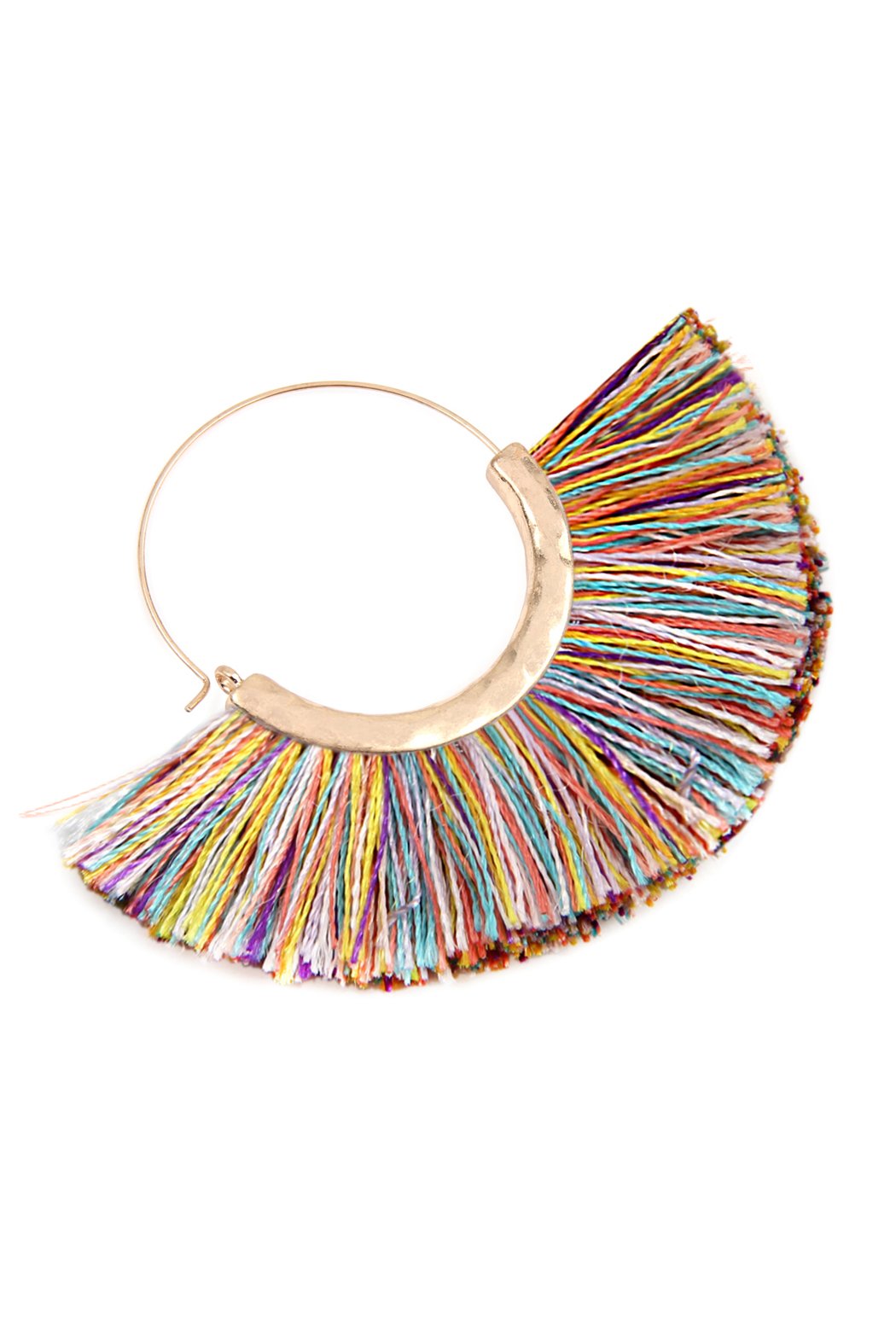 Tassel Fan Hoop Earrings - 15 COLORS -