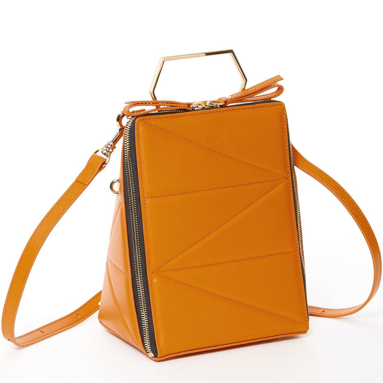 Heidi Dark Orange Leather Backpack Purse -