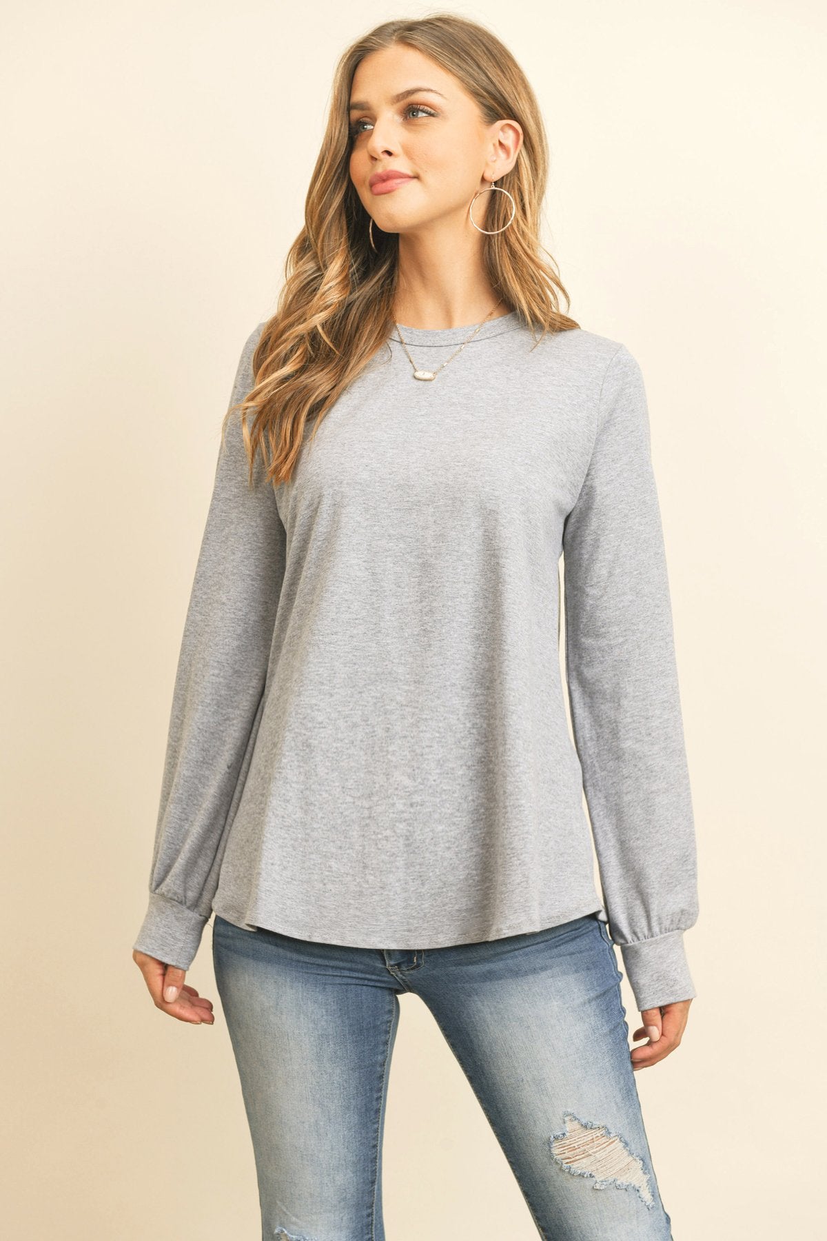 Riah Fashion - Long Sleeve Round Neck Solid Top - 17 COLORS -