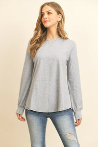 Thumbnail for Riah Fashion - Long Sleeve Round Neck Solid Top - 17 COLORS -