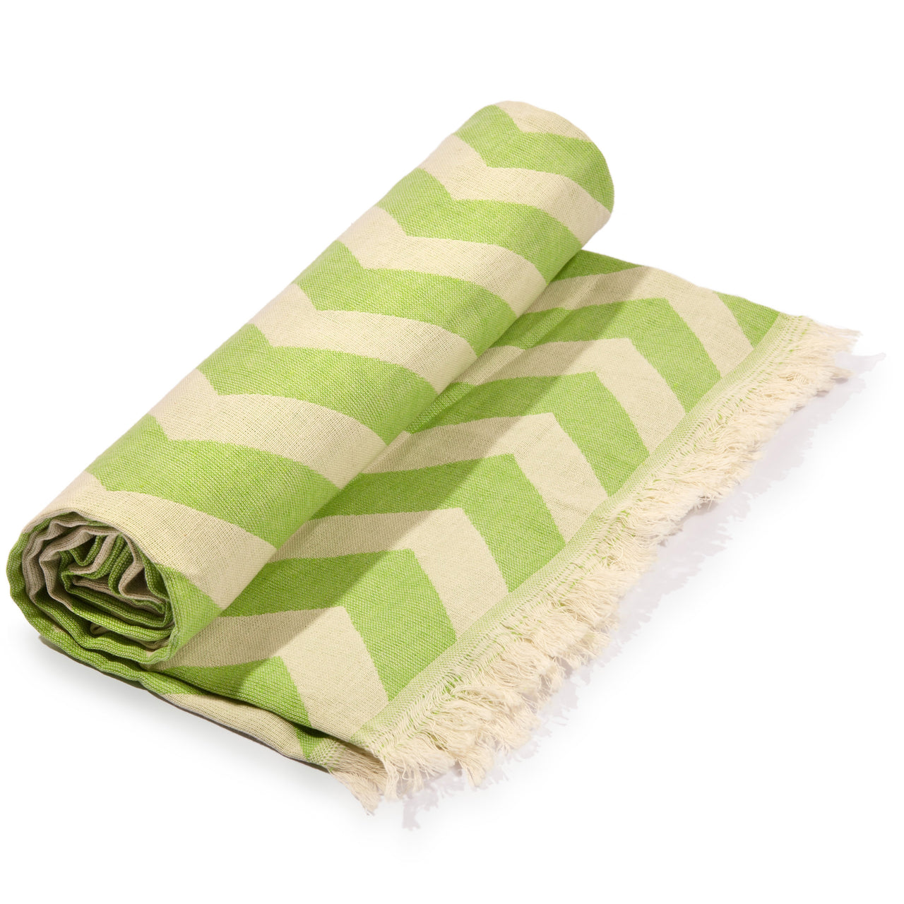 Hilana Upcycled Cotton - Mersin Chevron Towel / Blanket  - Green - 1 COLOR -