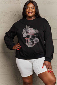 Thumbnail for Simply Love Simply Love Full Size Dropped Shoulder SKULL Graphic Sweatshirt - T - 1 COLOR -