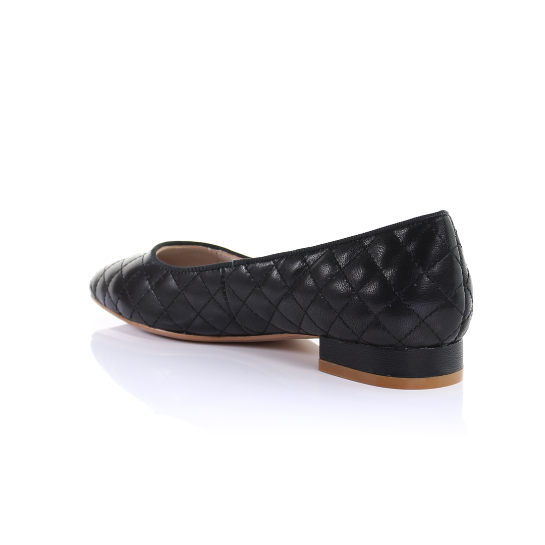 Classic Leather Square Toe Ballerina - (Black)