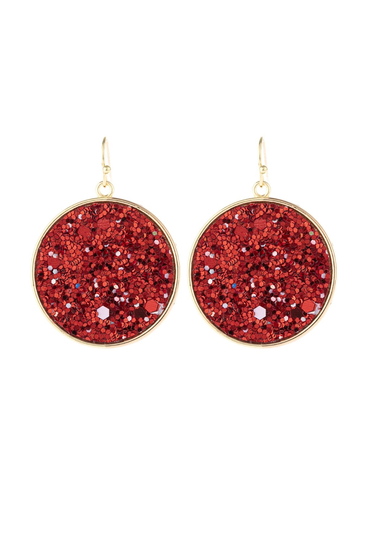 Riah Fashion - Disc Sequin Leather Drop Earrings - 8 COLORS -