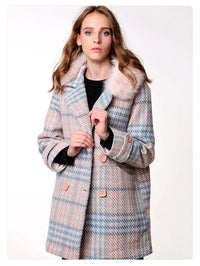 Thumbnail for Luxury & Me - Double Breasted Coat - Plaid - 1 COLOR -