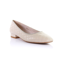 Thumbnail for Classic Leather Square Toe Ballerina - (Light Beige)