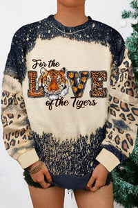 Thumbnail for FOR THE LOVE OF THE TIGERS Leopard Round Neck Sweatshirt - T - 1 COLOR -