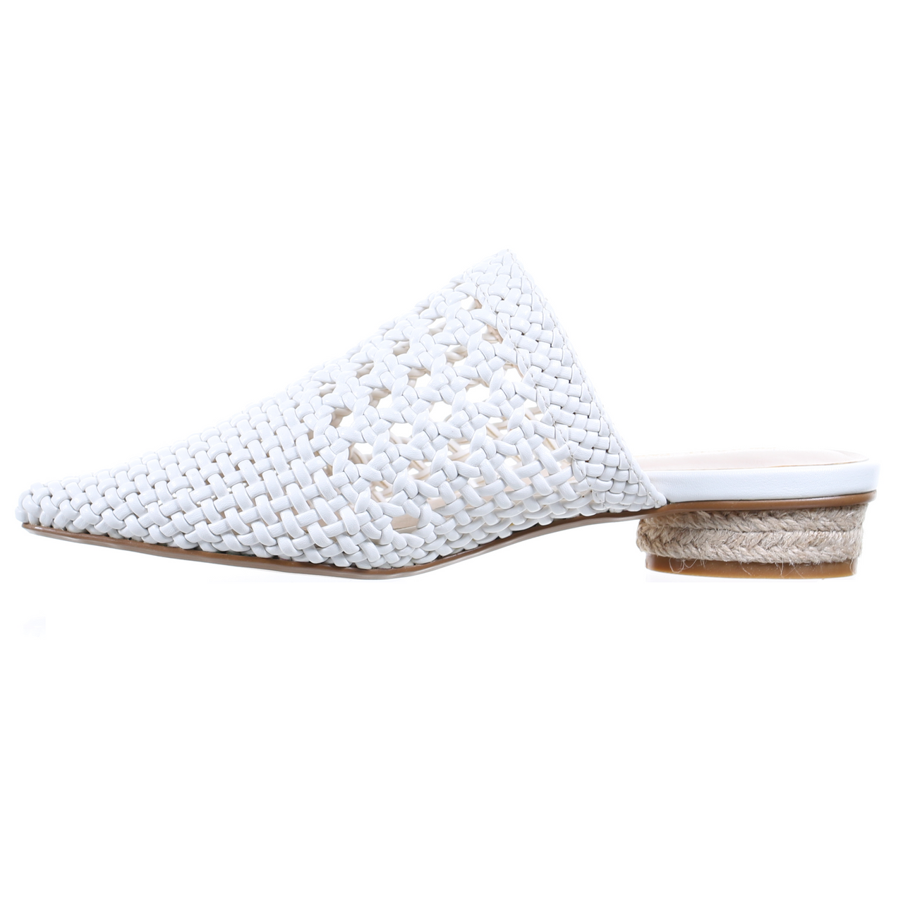 Mesh Leather Pointed Toe Slipper (White)