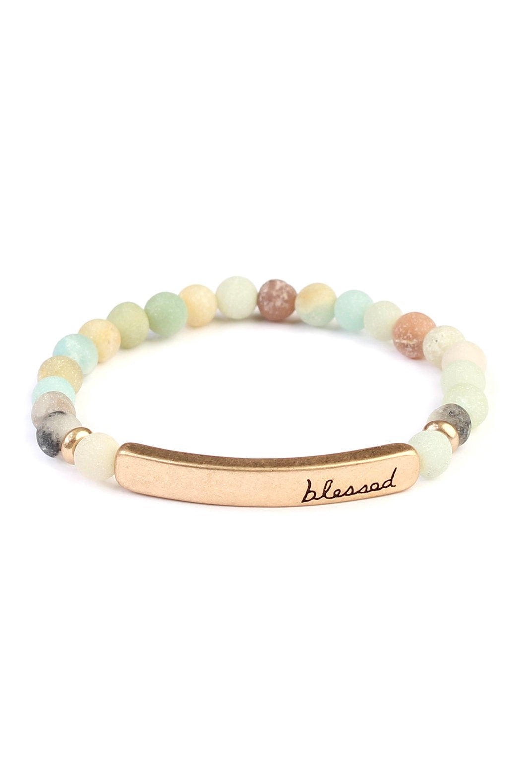 "Blessed" Bar Natural Stone Bracelet - 4 COLORS -