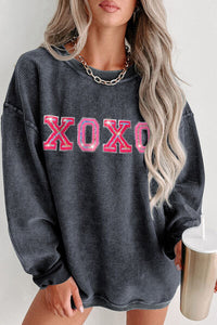 Thumbnail for XOXO Round Neck Dropped Shoulder Sweatshirt - T - 1 COLOR -