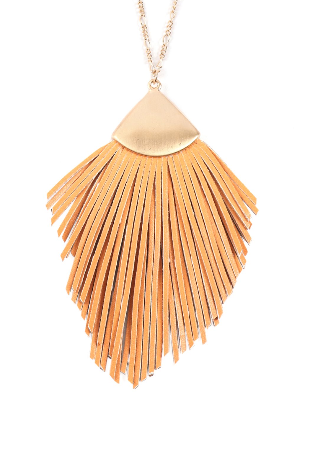 Feather Shape Pu Leather Tassel Necklace - 8 COLORS -