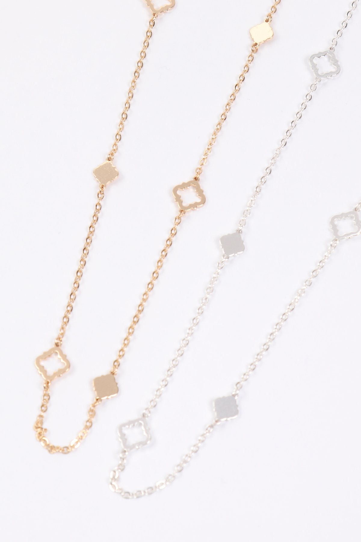 Riah Fashion - Long Morrocan Shape Station Necklace - 2 FINISHES -