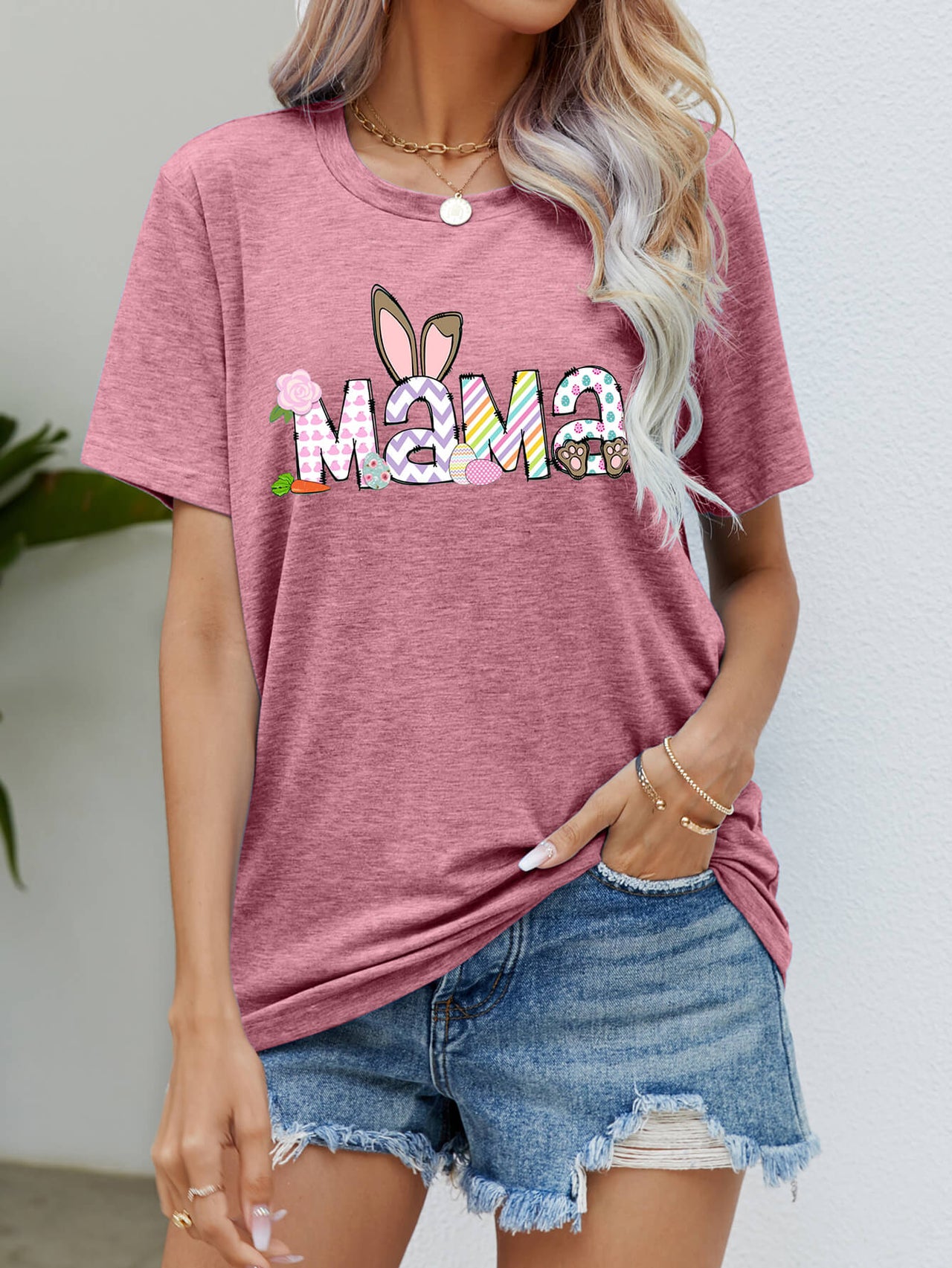 Easter MAMA Graphic Round Neck T-Shirt - T - 6 COLORS -