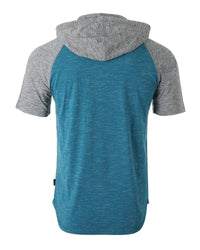 Thumbnail for Men's Short Sleeve Raglan Hoodie Round Bottom Semi Longline T-Shirt - 1 COLOR -