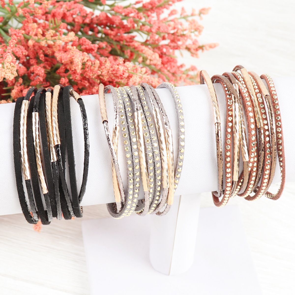 Multiline Leather Magnetic Bracelet - 5 COLORS