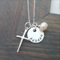 Thumbnail for Personalized Sterling Silver Cross Necklace -