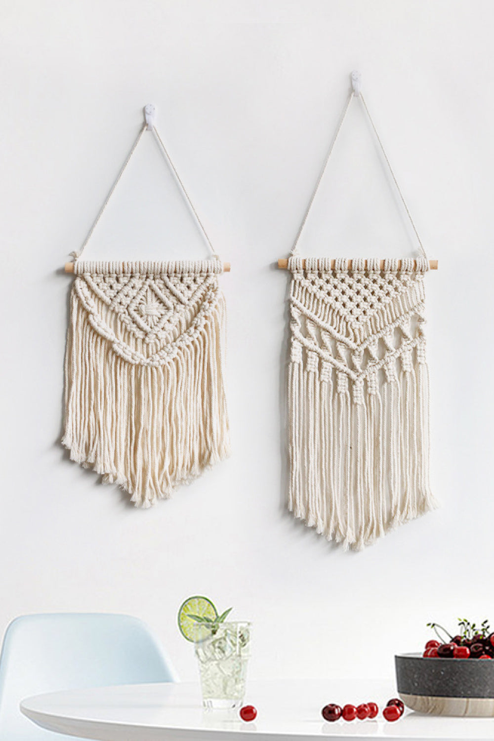 Macrame Fringe Wall Hanging Decor - 25.5" X 15-7" - 17.7" - T - 2 LENGTHS - 2 TASSELS -