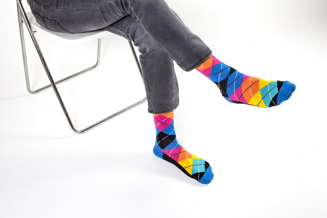 Men's Funky Argyle Socks - 5 PACK -