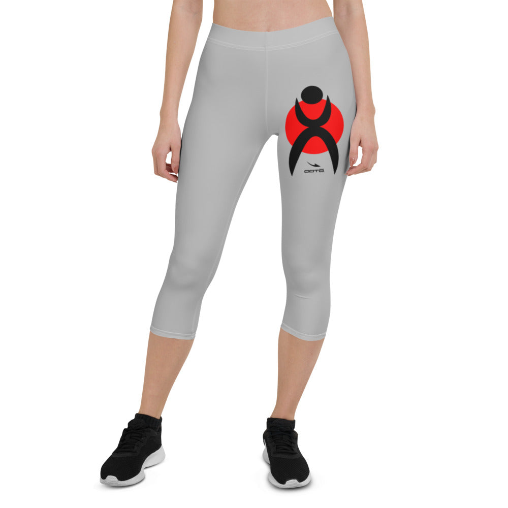 OOTO - GLYPHIC EN BLACK OVER RED CIRCLE - Capri Leggings - 1 COLOR -